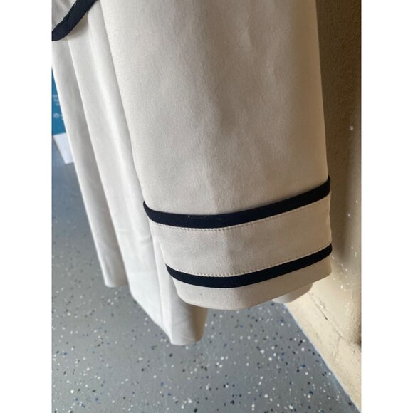 ELLE Women’s Double-Breasted Belted Trench Coat Size 16 Cream w/Black Piping - Picture 7 of 13